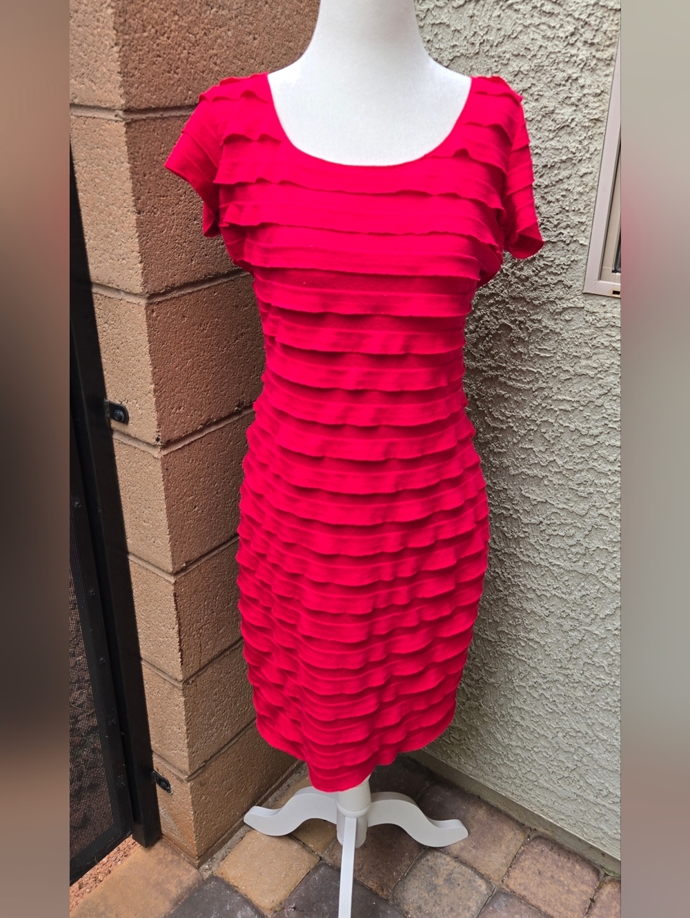 Max Studio Women's Pink Tiered Ruffle Sheath Dress